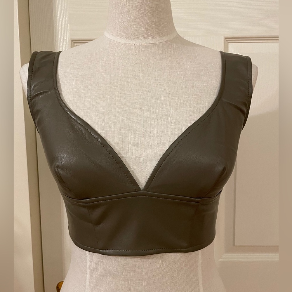 Faux leather crop top